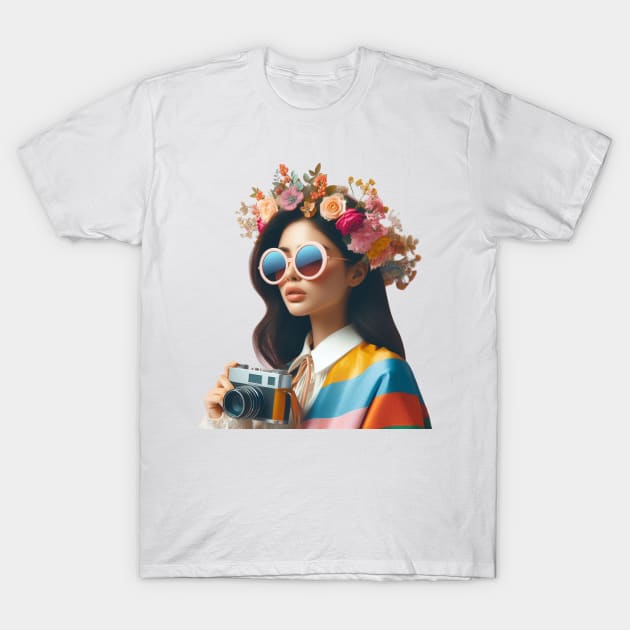 Snap! beauty girl with camera for photography T-Shirt by GerganaR